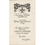 Diploma of the Award of the Order of Virtuti Militari - in blank