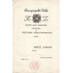 Diploma of awarding the Cross of Merit, in blank - version with the seal of the Prime Minister.