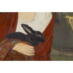 Wlastimil Hofman (1881 Praha - 1970 Szklarska Poręba), Portrét dívky s králíkem (recto) / Skica chlapce (verso)