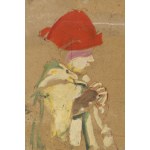 Wlastimil Hofman (1881 Praha - 1970 Szklarska Poręba), Portrét dívky s králíkem (recto) / Skica chlapce (verso)