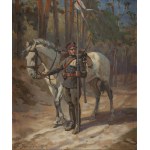 Stanislaw Bagienski (1876 Warsaw - 1948 Warsaw), Lancer with a horse, 1925