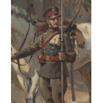 Stanislaw Bagienski (1876 Warsaw - 1948 Warsaw), Lancer with a horse, 1925