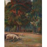 Kazimierz Lasocki (1871 Gąbin - 1952 Varsovie), Berger avec un troupeau de moutons, 1937