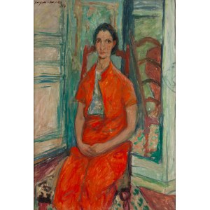 Jacques Chapiro (1887 Dyneburg, Łotwa - 1972 Paryż), Portret żony artysty w pomarańczowym stroju