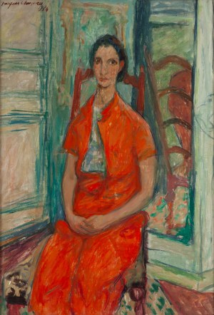 Jacques Chapiro (1887 Dyneburg, Łotwa - 1972 Paryż), Portret żony artysty w pomarańczowym stroju