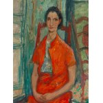 Jacques Chapiro (1887 Dyneburg, Łotwa - 1972 Paryż), Portret żony artysty w pomarańczowym stroju