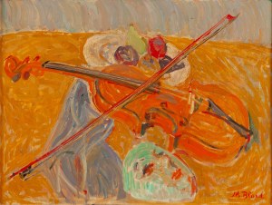 Maurice Blond (1899 Łódź - 1974 Clamart we Francji), Martwa natura ze skrzypcami i maską