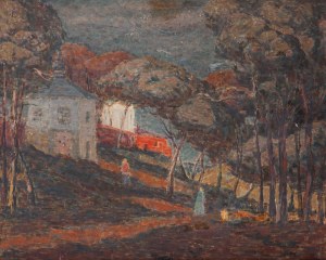 Zdzisław Sikorski (1913 - 1978 ), Pejzaż z architekturą, 1948 (?)