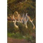 Marian Józefczyk, Verger au coucher du soleil, 1923