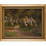 Marian Józefczyk, Verger au coucher du soleil, 1923