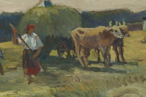 Stanisław Michałowski (1915 Wilno - 1980 Gdańsk), Zwózka siana, około 1956