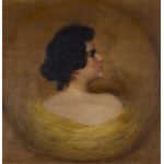 Kazimierz Mastelski (1869 Szczecin - 1954 Szczecin), Portret kobiety w żółtej sukni