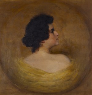 Kazimierz Mastelski (1869 Szczecin - 1954 Szczecin), Portret kobiety w żółtej sukni