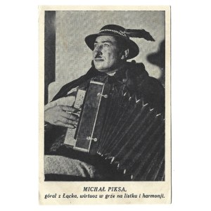[ŁĄCKO]. Michal Piksa, a highlander from Łącko, a virtuoso in playing the leaf and harmonium.