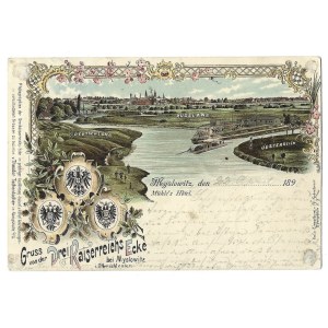 [MYSŁOWICE]. Gruss von der Drei Kaiserreichs Ecke. 1898.