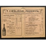[Advertisement] T. CIEŚLIŃSKI in PRZEMYSL. WHOLESALE WINE WAREHOUSE. SWORN SUPPLIER OF MASS WINES. Przemyśl [1935].