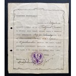 [GRüNER Ferdinand] OBVIOUS GUARD. Confirmation of service performed as a COMMISSIONER. Sandomierz November 6, 1920.