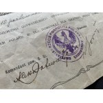 [GRüNER Ferdinand] OBVIOUS GUARD. Confirmation of service performed as a COMMISSIONER. Sandomierz November 6, 1920.