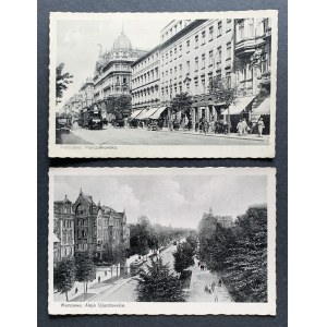 WARSAW. Two cards: Marszałkowska Street and Ujazdowskie Avenue.