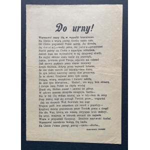 GLIŃSKI Kazimierz - Do urny! [Wiersz w formie ulotki][1906]