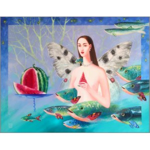 Svitlana Ulka (b. 1987), Angel with fish and watermelon, 2025