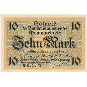Lithuania (Memel) Klaipeda / Klaipėda - 10 Mark 1922 * P5a * watermark 59.