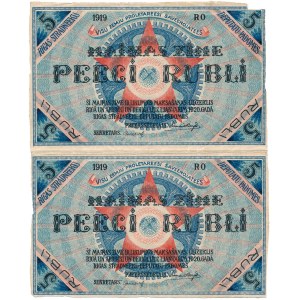 Latvia - Riga - Rīga - 5 Rubli 1919/1920 * RP3 * uncut pair.