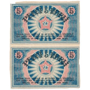 Latvia - Riga - Rīga - 5 Rubli 1919/1920 * RP3 * uncut pair.