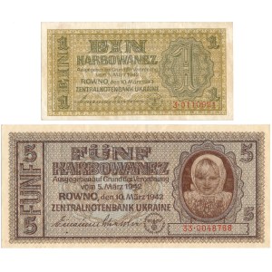 Ukraine - 1 + 5 Karbowanez 1942 * P49, P51