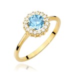 Gold ring with diamonds and topaz