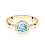 Gold ring with diamonds and topaz