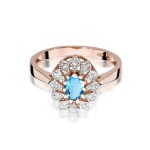 Gold ring with diamonds and topaz