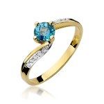 Gold ring with diamonds and topaz