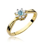 Gold ring with diamonds and topaz
