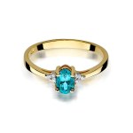 Gold ring with diamonds and topaz