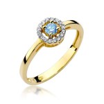 Gold ring with diamonds and topaz