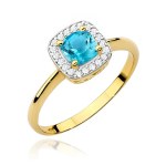 Gold ring with diamonds and topaz