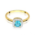 Gold ring with diamonds and topaz