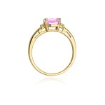 Złoty pierścionek z diamentem i różowym topazem