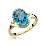 Gold ring with diamond and topaz