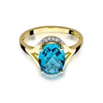 Gold ring with diamond and topaz