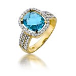 Złoty pierścionek z diamentami i z topazem