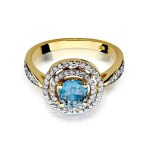 Gold ring with diamonds and topaz
