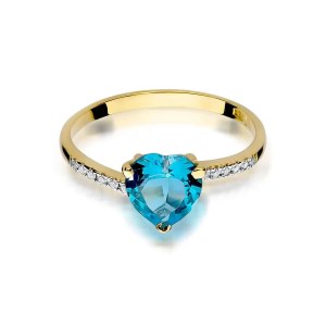 Złoty pierścionek z diamentami i z topazem