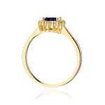 Gold ring with diamonds and sapphire