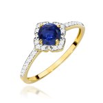 Gold ring with diamonds and sapphire