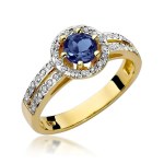 Gold ring with diamonds and sapphire