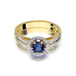 Gold ring with diamonds and sapphire