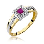 Gold ring with diamonds and ruby