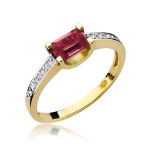 Złoty pierścionek z rubinem i diamentami
